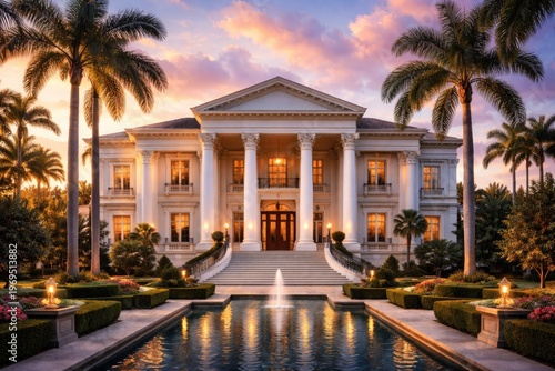Elegant mansion with white ...