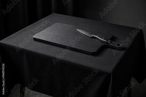 Black table covered with a ...