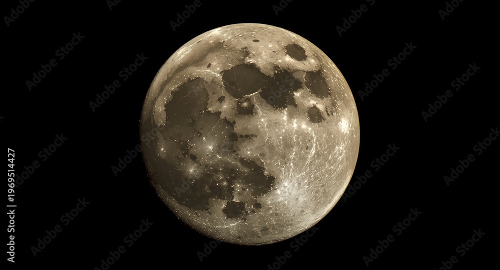 Fototapeta premium Sunlit lunar orbit showing detailed rough surface features