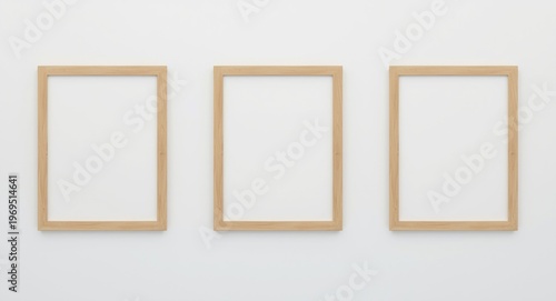 Three empty wooden frames e...