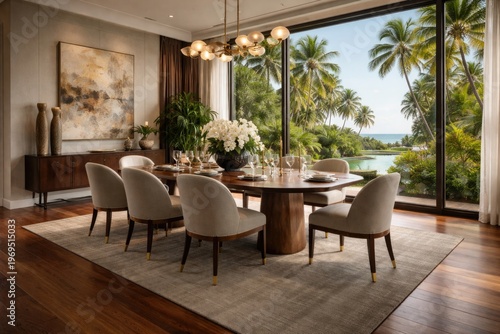Elegant dining room featuri...