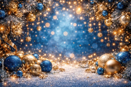 Sparkling Blue and Gold Hol...
