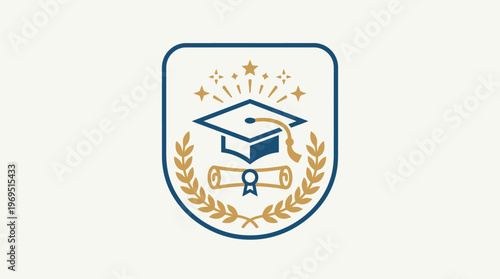 Elegant Education Badge with Graduation Elements