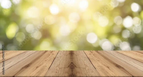 Wooden table with soft glow...