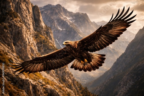 Golden Eagle Soaring Over R...