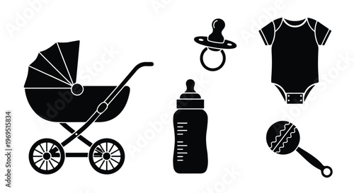 Essential Baby Items Silhouettes Collection.