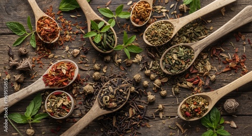 Top view of diverse herbal ...