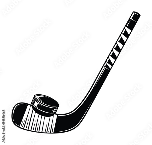 Vector of a hockey stick and puck in design for sports graphics