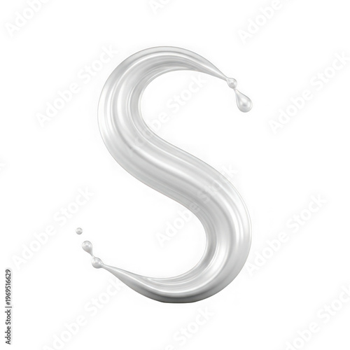 A white uppercase letter s made of liquid