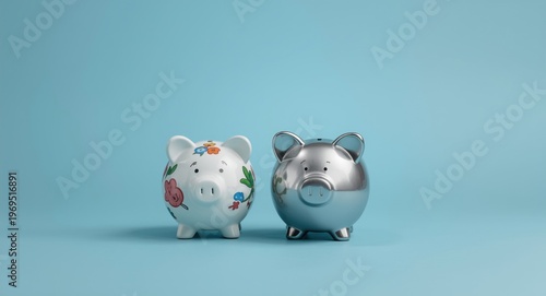 Two piggy bank money manage...