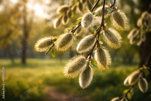 Close up of willow tree cat...
