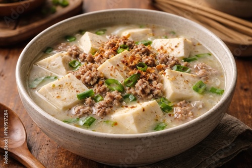 Homemade white soup featuri...