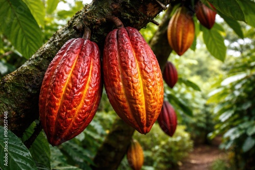 Close up view of ripe cacao...