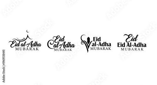 Elegant and festive Eid al-Adha Mubarak typography collection for Islamic holiday greetings