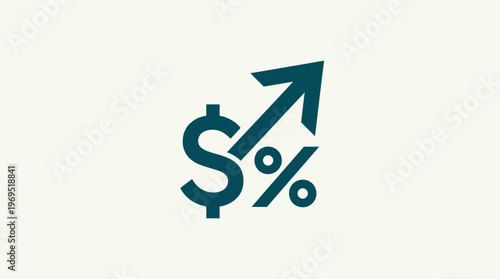 Financial Growth Icon with Dollar Sign and Percentage