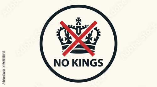 No Kings Symbol Crown Crossed Out