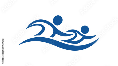 Abstract Swimmers and Waves Logo Design