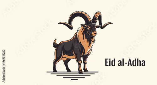 Eid al-Adha Celebration with a Majestic Ram Illustration