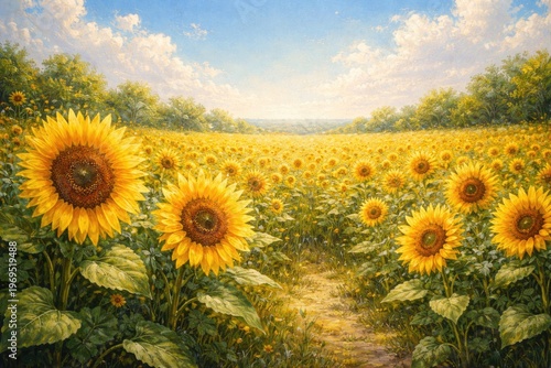 Bright sunflower field oil ...