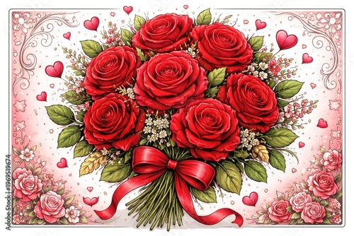 Romantic theme bouquet of v...