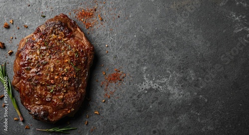 Top down shot of a ribeye b...