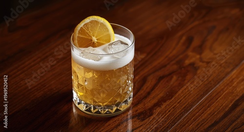 Whisky sour cocktail with r...