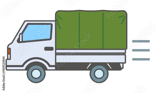 走る軽トラ（幌つき 線あり）