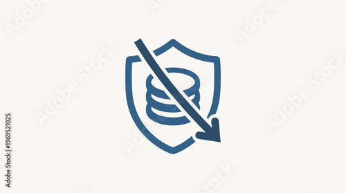 Loss Of Savings Or Investments Symbol In A Shield