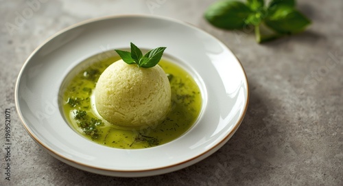 Tasty green basil sorbet de...