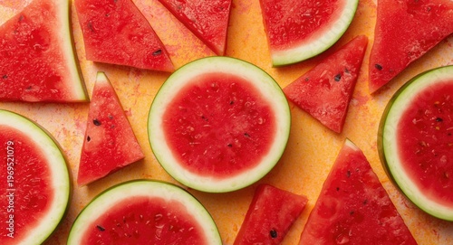 Watermelon slices arranged ...