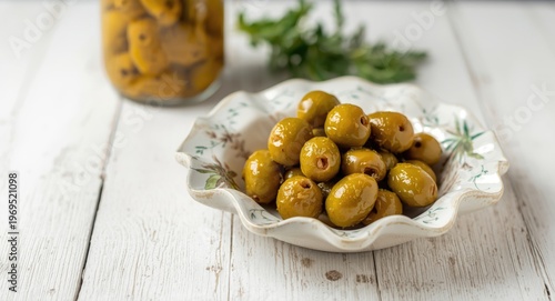 Tangy pickled olives in dec...