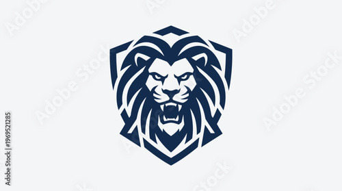 Elegant Lion Head Logo on a Shield