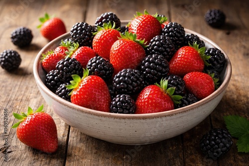Fresh strawberries and blac...
