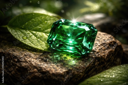 A sparkling emerald gemston...