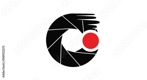 Creative camera aperture logo symbolizing photography and filmmaking
