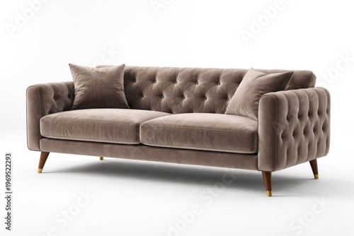 Cozy plush velvet sofa with...