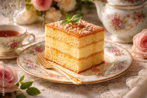 Delicious custard cake plat...