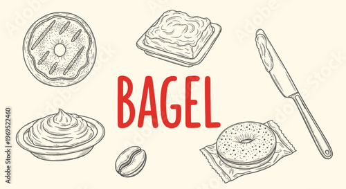 Delicious bagel with cream cheese spread.