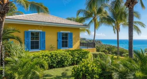 Vivid blue shuttered yellow...