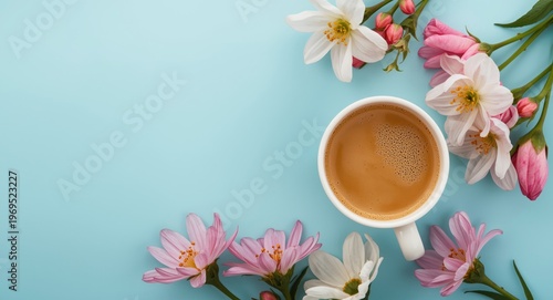 Top view of a warm coffee m...