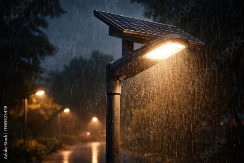 LED solar street lamp glowi...
