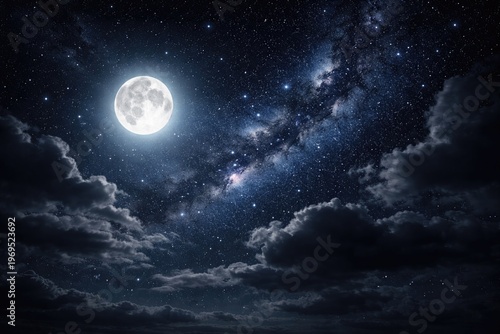 dramatic night sky filled w...