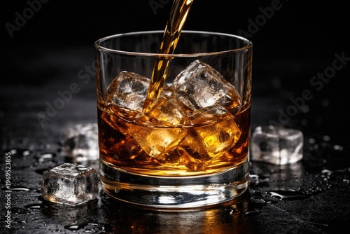 Close up of whiskey pouring...