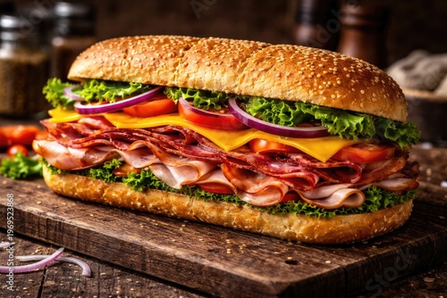 A tasty sandwich placed on ...