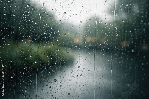 Serene close up of raindrop...