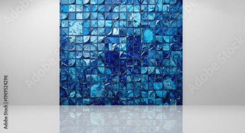 Glossy abstract blue mosaic...