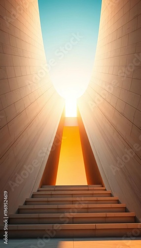 Sunlit void, architectural lines ascend towards possibilities,  aspiration,  opportunity