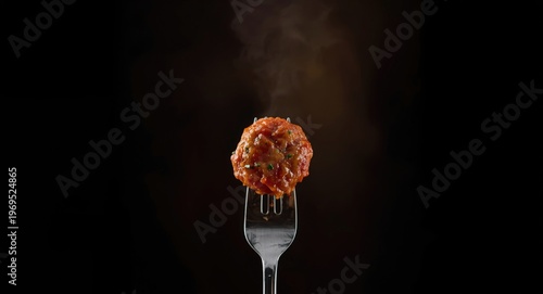 Fork displayed meatball wit...