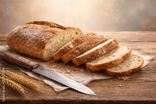 Sliced Fresh Bread and Cutt...