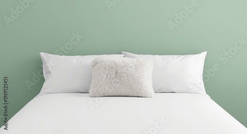 White bed mockup with soft ...